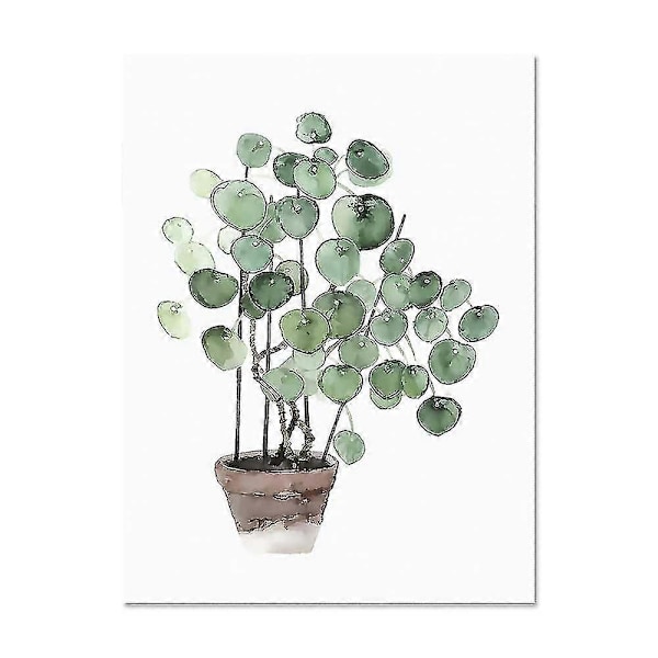Tropiska Växtblad Canvas Konsttryck Poster Väggbilder, 40x50cm
