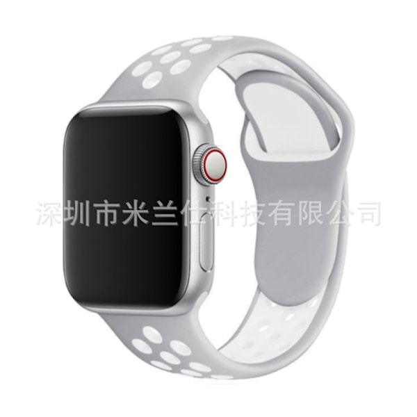 Klockarmband för Apple Watch iWatch 38/40/41/42mm-S10 Förlängd Storlek ML Kod 4 Kall Silver med Vit