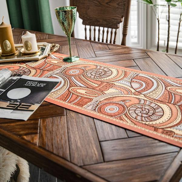 Retro Amerikansk Orange Peris Printet Bordløber Dug med Kvaster Bryllupsdekoration Bordløber The Foam Runners Hjem 35x220cm Style8