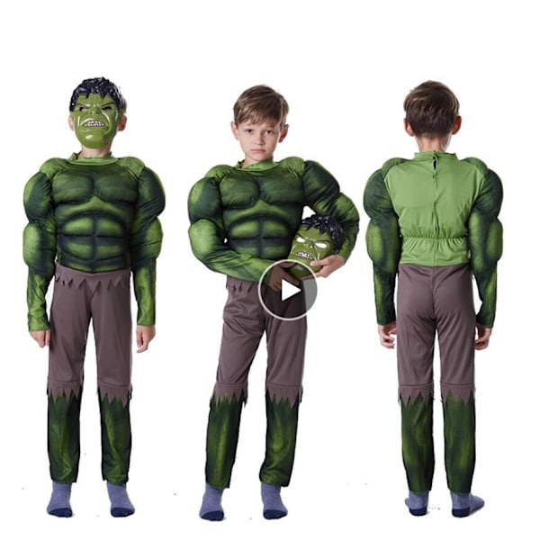 Grön Hulk-dräkt för barn, muskeljumpsuit, halloweenkostymer för pojkar, barn, cosplaykläder, tights Green L