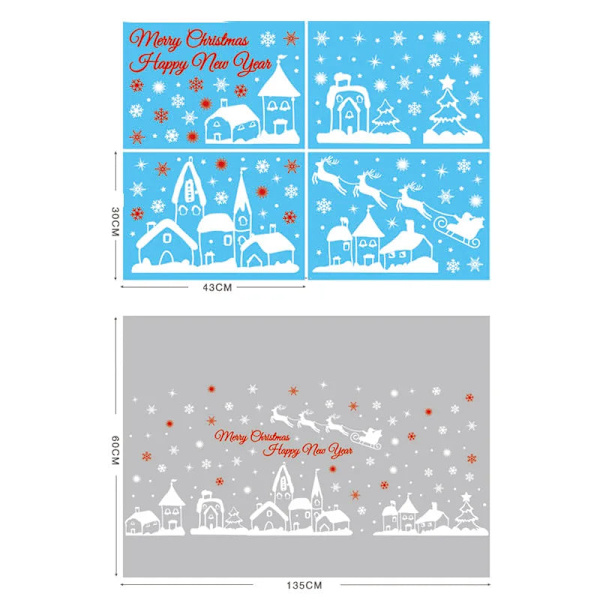 Jul Glasdekaler Heminredning Ornament Jul Snöflinga Jultomte Dörr Butiksfönster Dekal Nyår Juldekoration 8