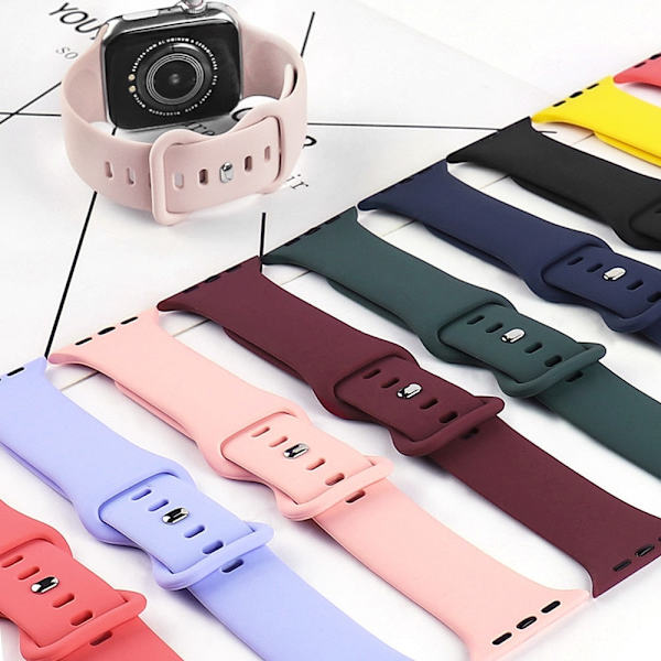 Silikon Sportarmband för Apple Watch Series Se 6 5 4 3 2 1 44mm 40mm Smart Armband Klockarmband Stiftspänne på iWatch 6 38mm 42mm 1 black 38MM or 40MM