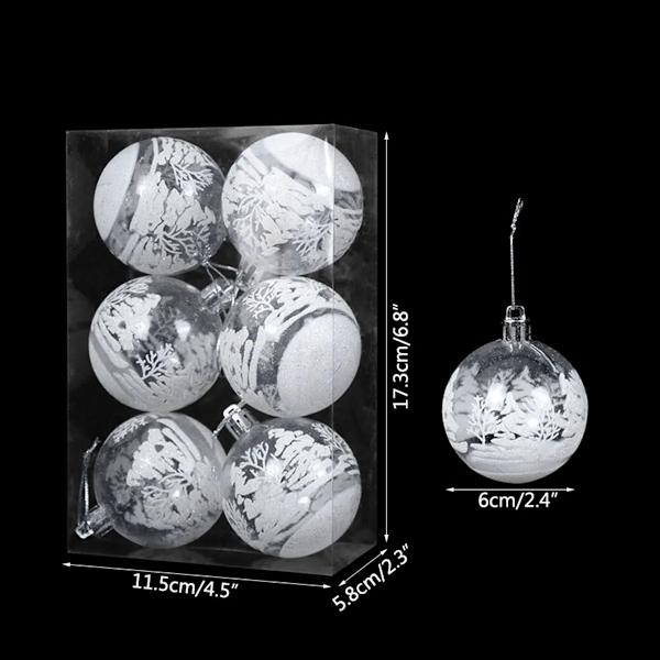 6 st 6 cm Juldekoration Transparenta Snöbollar Hängen God Jul Julgran Klara Julgranskulor Hängande Ornament Xmas Navidad C 6cm