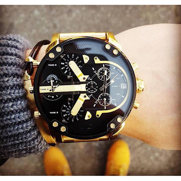 Herreur Herreur Personlighed Stort Urskive Trend Metal Quartz Ur 7333 full gold belt