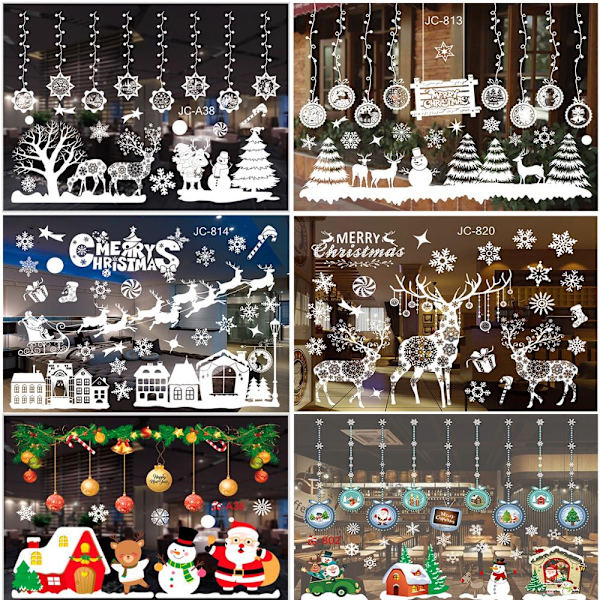 Jul Vägg Fönster Stickers God Jul Dekoration För Hem Julpynt Xmas Navidad Gåva Nyår 17