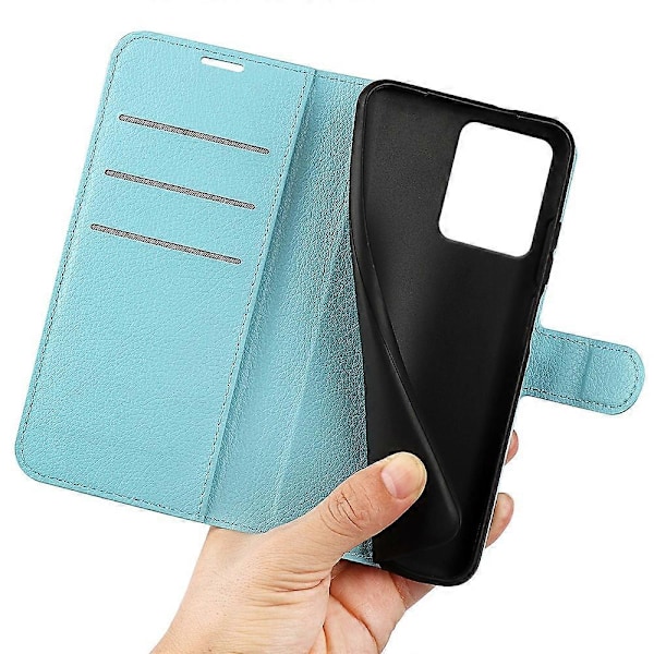 För HMD Skyline Fodral Litchi Textur Stötsäkert Läder Plånbok Telefonfodral - Blå Blue