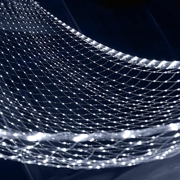 Verkkovalot, ulkokäyttöön tarkoitetut verkkoketjuvalot 192 LED 3*2 metriä 8 tilassa 30 V turvajännitteellä joulu-, hää- ja puutarhakoristeisiin Blue EU Plug