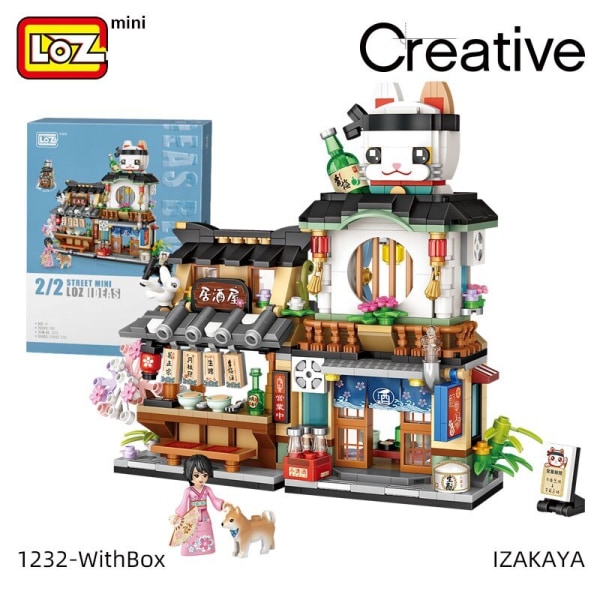 LOZ byggklossar japansk gatuvy izakaya akvatisk produktbutik mini små partiklar monterad leksak pussel flicka pojke 1232 with box