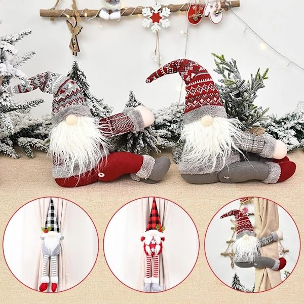 Jultomte Älg Julgardin Dekor God Jul Dekor för Hemmet Julgransprydnader Gåva Navidad 2023 Gott Nytt År 2023 2
