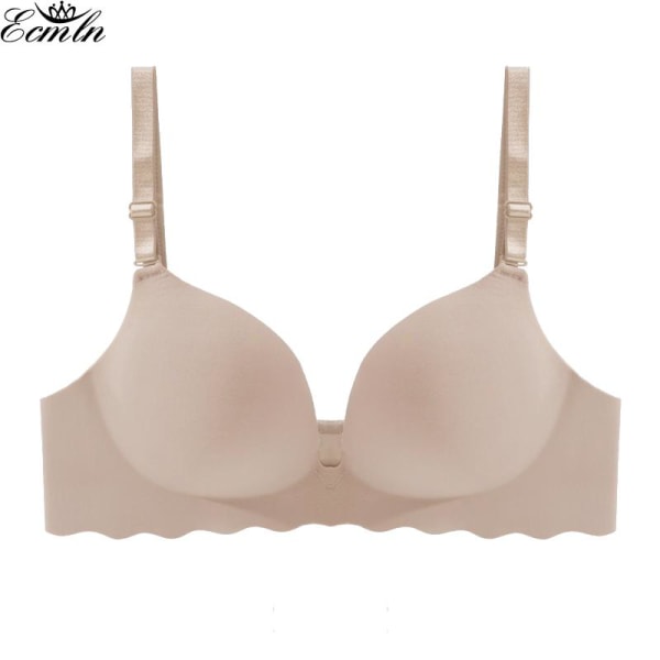 Seamless BH med vågigt mönster i ett stycke för dam, plus size, push up-bralette, lätt och andningsbar underkläder Grey 36/80BC