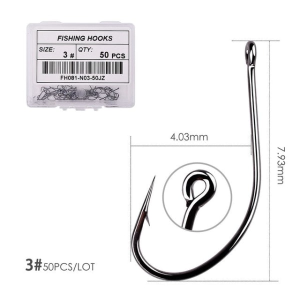 Fishhook 50st 10st Belagd Högkolhaltigt Rostfritt Stål Hullingförsedda Karpfiskekrokar Paket med Originalförpackning Fiskekrok Utrustning Size 6 - 50pcs