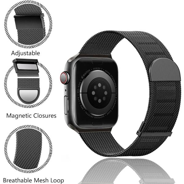 Klockarmband för Apple Watch iWatch 38/40/41/42mm liten urtavla svart