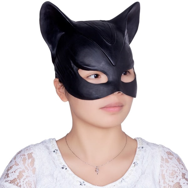 Sexig Katt Kvinna Selina Kyle Latex Mask Superhjälte Film Cosplay Kostym Halloween Party Masker Default Title