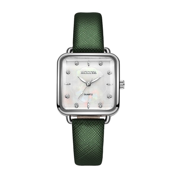 Livesändning Liten grön watch Studentpresent Mode Shell Watch Kvinnlig Fritillary Quartz Liten fyrkantig watch Green