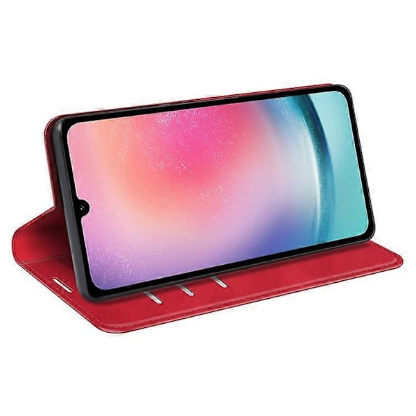 Kompatibelt Skal för Samsung Galaxy A16 5G / A16 4G - Plånboksfodral i Läder med Hudkänsla Red