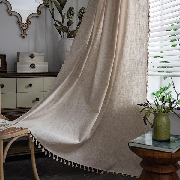 Yaapeet Bomulls- og Linvindusgardiner for Stue Korte Beige Vintage Gårdshus Deco Dusker Draperinger Kjøkkenkappe Cortinas Sunflower W135 cm X H45 cm