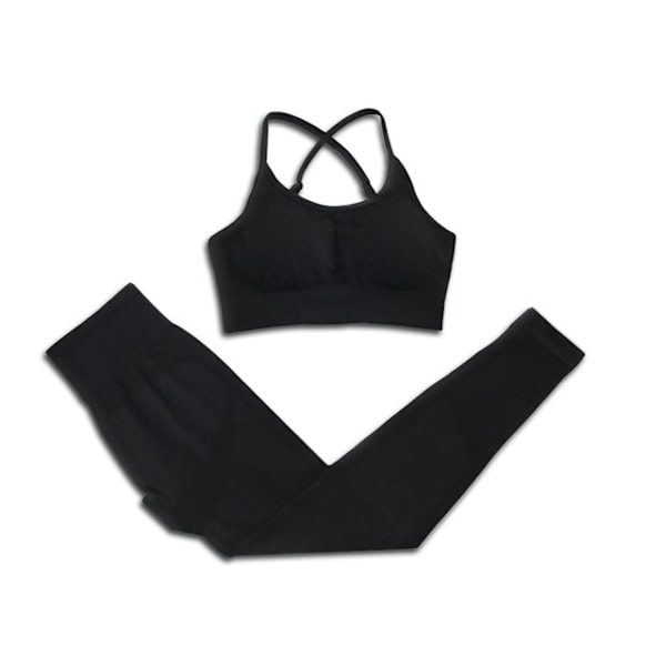 Joogasetti Kuntosalivaatteet Verryttelypuku Korkeavyötäröiset Housut Urheiluliivit Naisille Bra Pants-Black M