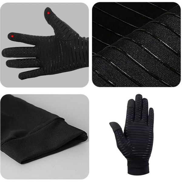 Herrhandskar Kopparfiber Spandex Pekskärm Löpning Sport Vinter Varma thermal Herr Fotboll gGoves Sidenhandskar Black L