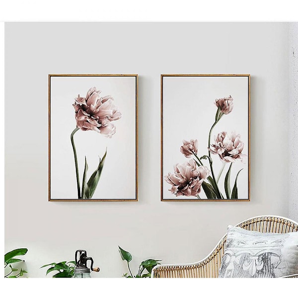 Wekity Tulip Vægkunst Lærredsprint Plakat, Simpel Mode Kunst Tegning Dekoration til Hjemmet Stue Soveværelse Kontor og Børneværelse (Sæt med 3 Uindrammede)