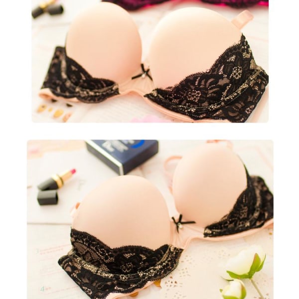 Blonde BH Sexet Push Up BH'er Til Kvinder Mode Kvinde Bøjle Blomster Bralette Samlende Messingiere Beige 34B