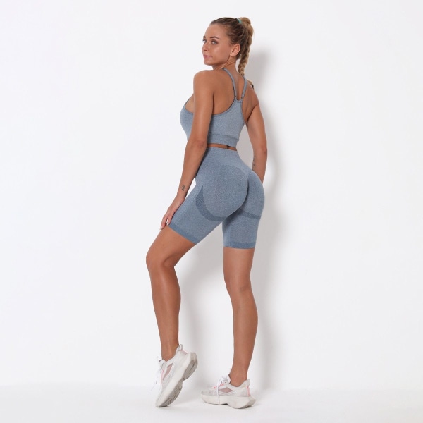 Yoga Set Kort Träningsdräkt Sport Outfit För Kvinnor Armygreen shorts set L