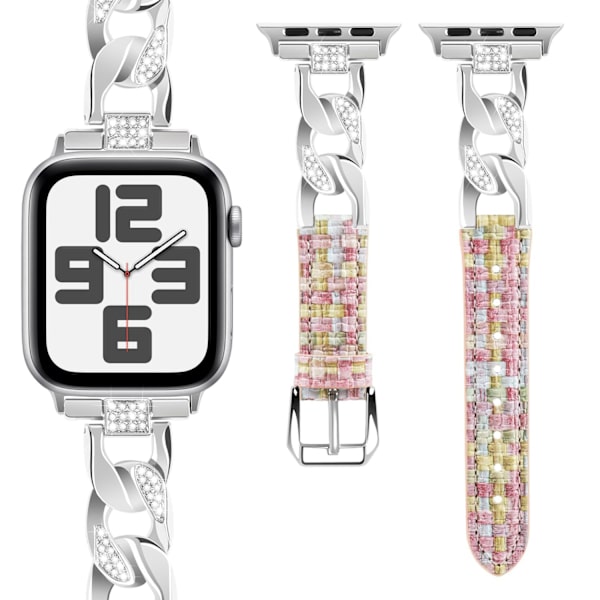 Kellon ranneke Apple Watch iWatch 38/40/41mm Universaali Punottu Pinkki