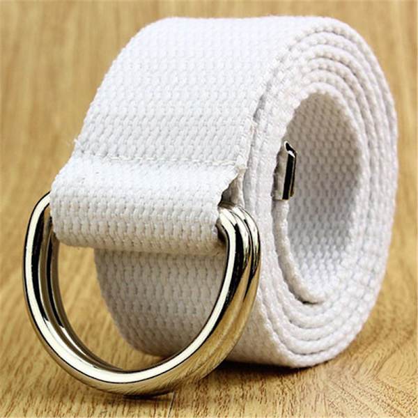 Jeans Canvas Militärbälte Dubbel D-ring Spänne Casual Dambälte Web Herr White 160cm/62.99in