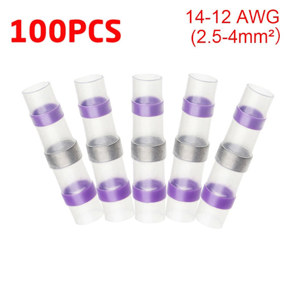 200/100/50 stk. vandtætte loddetætnings varmekrympende samlemuffer Lug Terminaler Elektrisk ledning Bil isoleret terminal As photo purple 100pcs