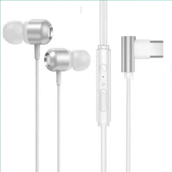 Trådbundna hörlurar subwoofer löpande hörlurar 3,5 mm uttag för telefon Surfplattor och andra enheter trådbundna hörlurar typec Black