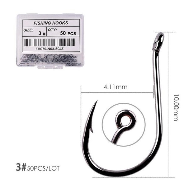 Fishhook 50 stk / 20 stk / Eske Sirkel Karp Øye Fiskekrok Størrelse 2-22# Ringøye Japan Fiskekroker Fiskekroker Enkel Jigg Fiskekrok Utstyr Size 22 - 20pc