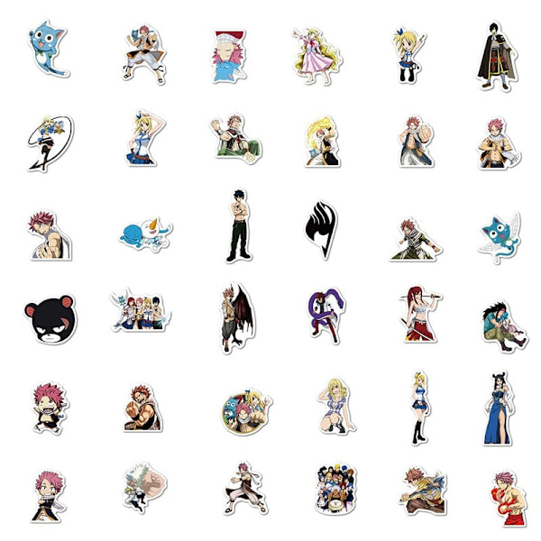 50 KPL Fairy Tail -tarrat autoihin, pyöriin, matkalaukkuihin, puhelimiin, kitaroihin, kannettaviin tietokoneisiin, jääkaappeihin, vedenpitävät klassiset lelutarrat 50pcs sticker