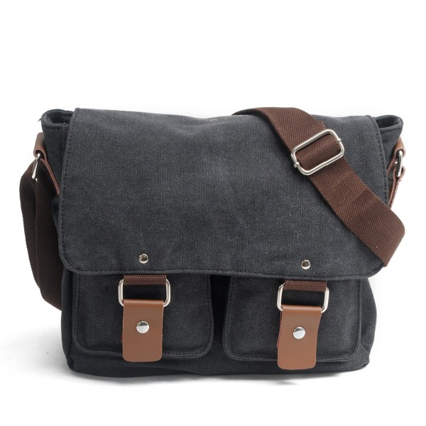 Vintage Canvas Väska Utomhus Crossbody Väska Kameraväska Digitalkameraväska Black