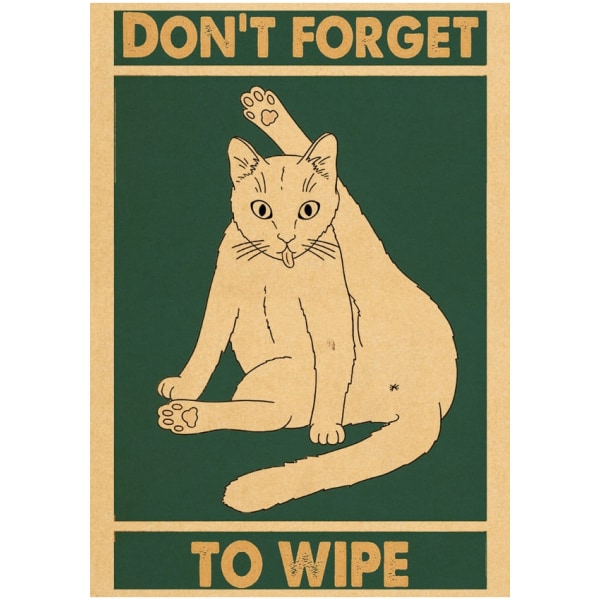 Söt Tecknad Svart Katt Kraftpapper Poster Affischer Väggkonst Målning Heminredning Bilder Vintage Roliga Husdjur Väggdekaler 42X30cm 74754