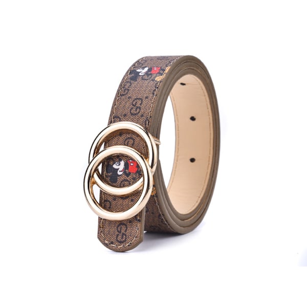 Allsidigt Barnbälte Student Ungdom Slätt Spänne Jeans Bälte Direkt Gold buckle khaki 80CM