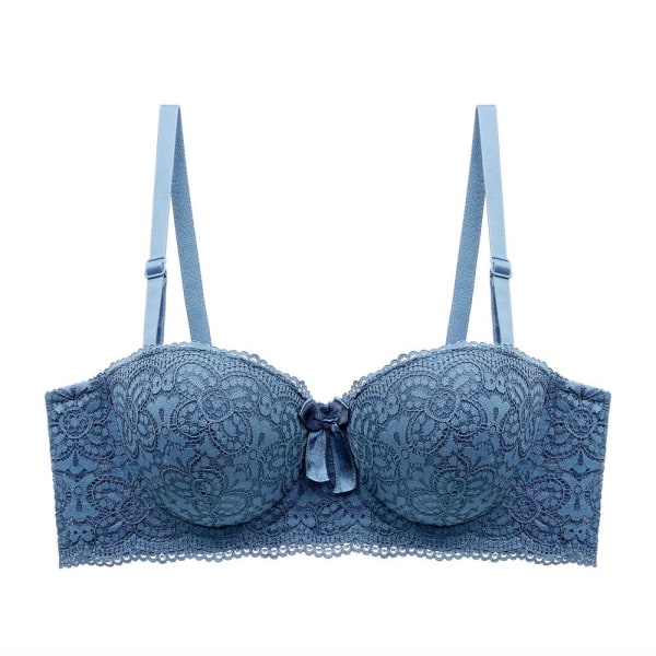Damer Secret Sexig Demi Balkong BH för kvinnor Spets Bomull Bralette Bygel Plus Size Blue 75C