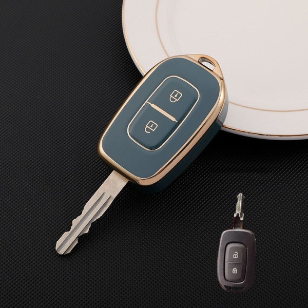 2-knapps TPU Bil Fjärrnyckel Fob Skyddsfodral för Renault Kwid Traffic Symbol för Dacia Sandero Logan Duster 2016 2017 2018 Skal green keycase
