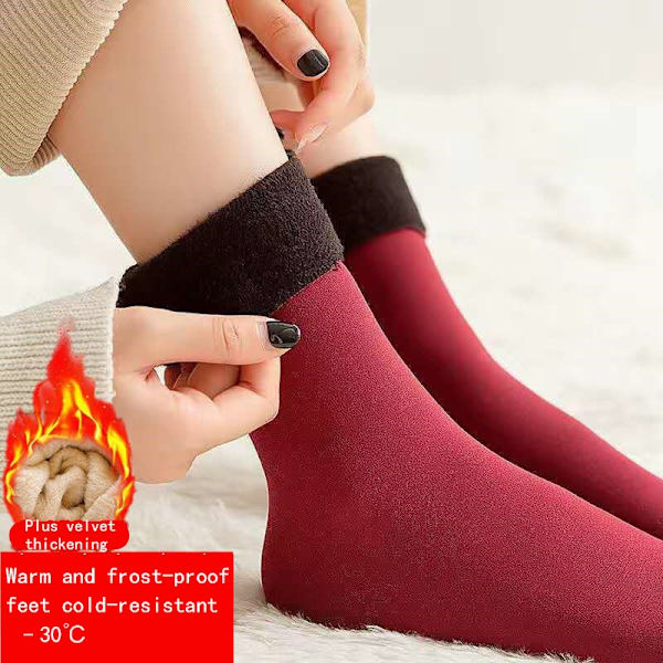 Tykkere Varme Lange Sokker cashVinter Kvinder Lange Strømper Varme Lårhøje Sokker Damer Over Knæstrømper Vinter Termiske Sokker Dark red One Size