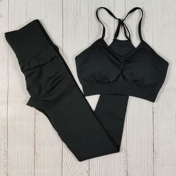 Yoga Sæt Fitness Tøj Sexet Sportstøj Til Kvinder Armygreen 3Pcs set L