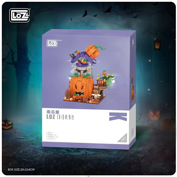 Luova MINI Halloween Talo Tiilet Setit Kaupunki Kurpitsamaja Juhlakoriste Rakennuspalikka Lasten Lelut Halloween Lahjat Two sets without box1
