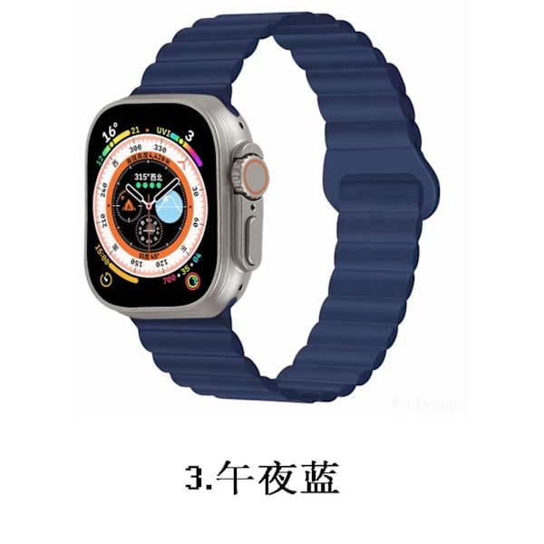Kellon ranneke Apple Watch iWatch 42/44/45/49 S10 46mm Keskiyönsininen