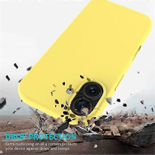 Kompatibelt Skal för iPhone 16, Flytande Silikon, Mjukt Foder, Stötsäkert Telefonskydd Yellow