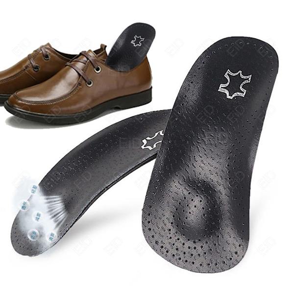 EiD Nytt hålfotsstöd 25mm Ortopedisk innersula Svart Läder ortopediska inläggssulor för Plattfot O/X Ben Korrigerad Skosula inlägg Half pad (EU 41-42) 1 Pair