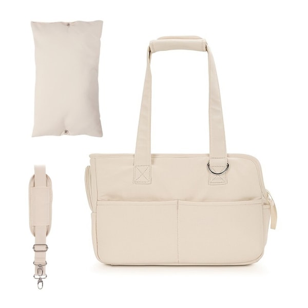 Bärväska för valp, portabel axelväska, handväska, hund, katt, chihuahua, yorkshire, tillbehör, lämplig för små hundar, bärväskor Beige Mat Strap L