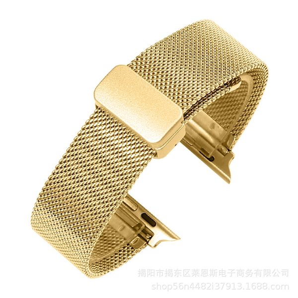 Klockarmband för Apple Watch iWatch Tillämpligt gränssnitt 42-44-45-49mm guldfärgat mesharmband magnetiskt spänne