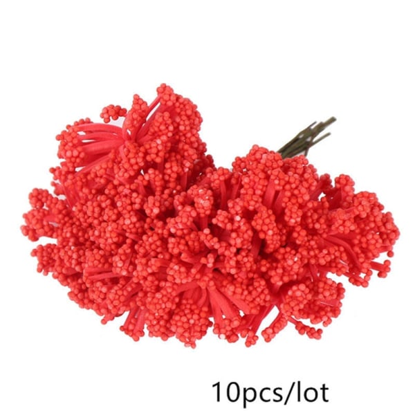 5/6/8/10/12/50/70/90 st mini Röda Konstgjorda Blommor Pistiller Bär Knippe DIY Jul Bröllop Tårta Presentförpackning Kransar Dekoration 11
