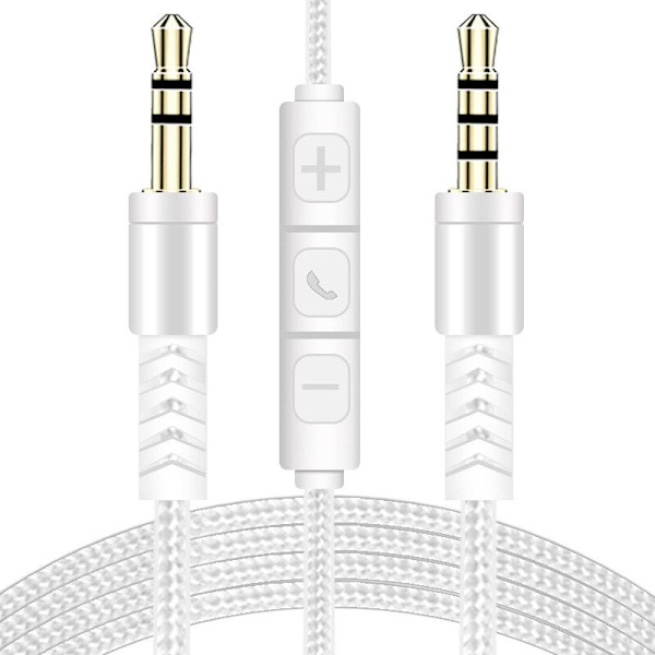 Ljudkabel 3,5 mm till Jack 3,5 mm Högtalarkabel Aux-kabel Hane till Hane med Mikrofon för volymkontroll för Hörlurar Bilhögtalare med 1,2 m Red