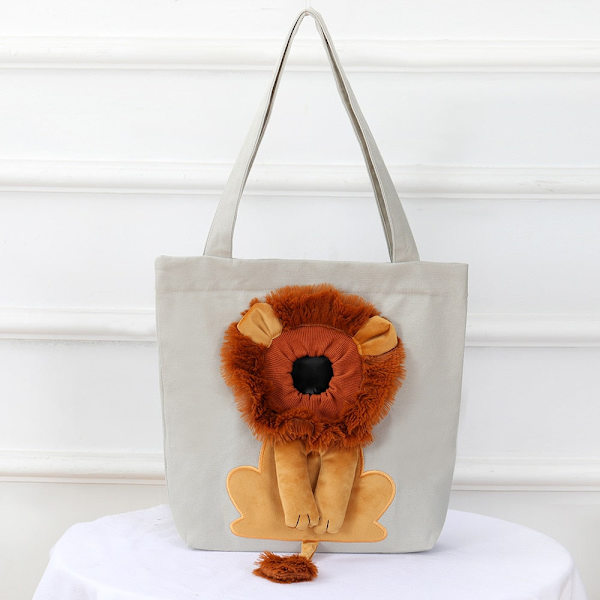 Mjuka Djurbärväskor Lejon Design Bärbar Andningsbar Väska Katt Hund Bärväskor Utgående Resor Husdjur Handväska Med Säkerhetsdragkedjor only bag 40x35cm-in 4kg