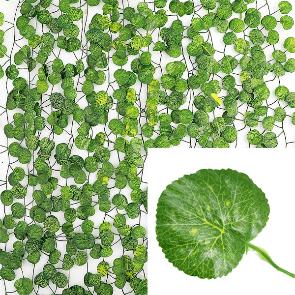 12 stk. Kunstige planter boligindretning grøn silke hængende vinstokke falsk blad guirlande blade DIY til bryllupsfest værelse have dekoration Begonia Leaves