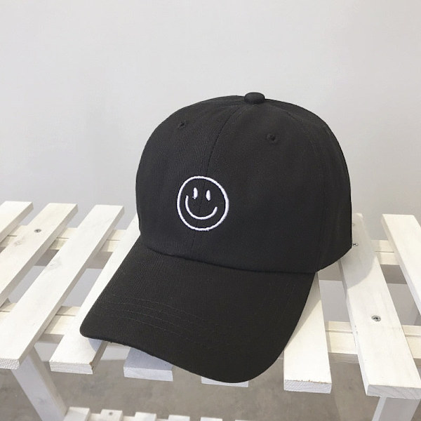 Smile Face Broderi Baseball Caps til Kvinder Kpop Sort Bomuld Justerbar Snapback Sjov Hip Hop Cap Efterår Sol Far Hatte til Mænd 12 Adjustable