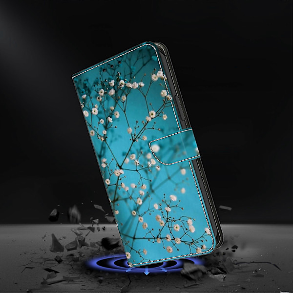 Fodral för Xiaomi Redmi Note 14 Pro+ 5G med kortfack, mönstrad tryckt TPU+PU läder flip telefonfodral Flower Branch